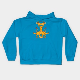 Sweet couple of giraffes intertwining necks and kissing Kids Hoodie